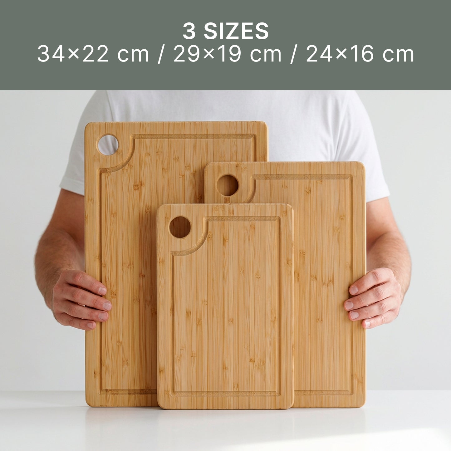 Bamboo Chopping Board Set - 3 Piece