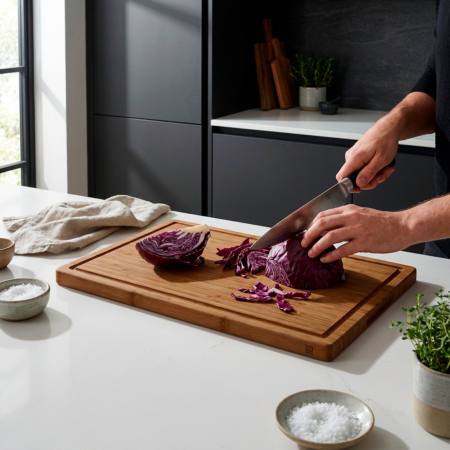 Carbonised Bamboo Chopping Board - 45 x 30 x 2 cm