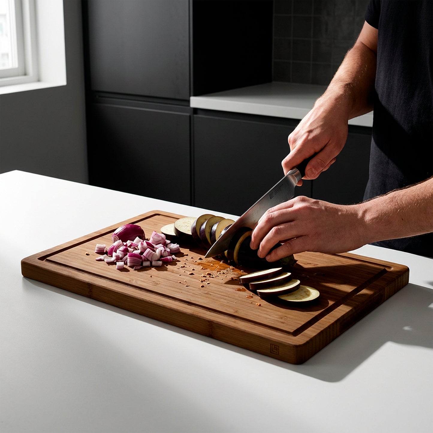 Carbonised Bamboo Chopping Board - 38 x 25 x 2 cm