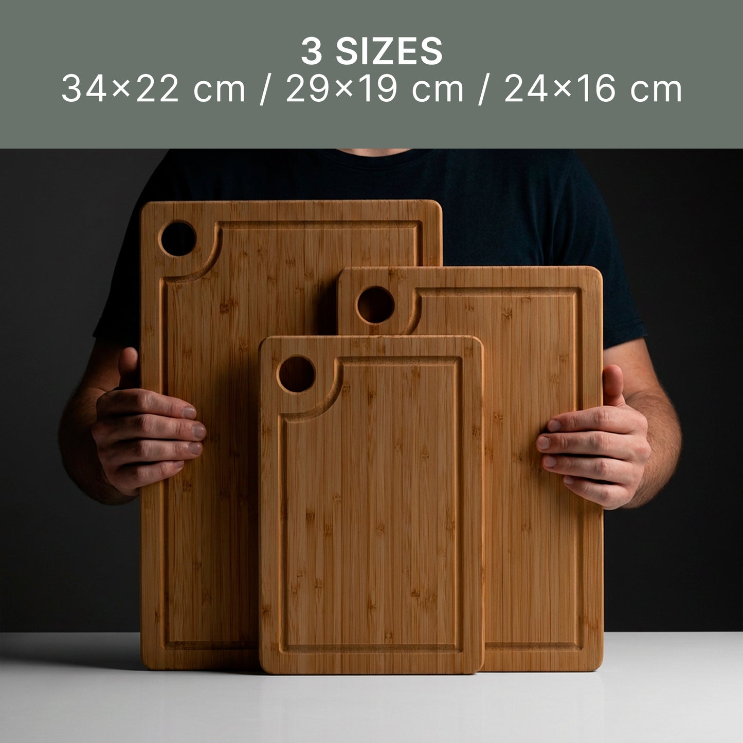 Carbonised Bamboo Chopping Board Set - 3 Piece